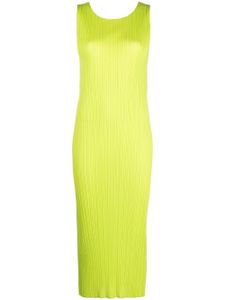 Pleats Please Issey Miyake robe plissée à col rond - Vert