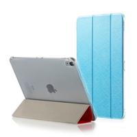 Zijde textuur horizontale Flip magnetische PU lederen case voor iPad Pro 12 9 inch (2018) met drie-opvouwbare houder & slaap/Wake-up functie (blauw)