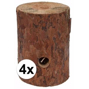 Zweedse boomstam houtblok fakkel - 4x - voor buiten - 20 cm - Tuinfakkels