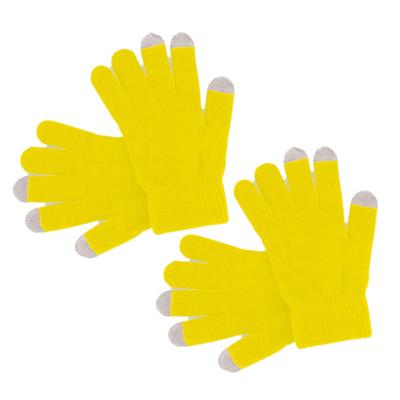 Touchscreen smartphone handschoenen - 2x paar - geel - volwassenen/kinderen - acryl - one size S/M