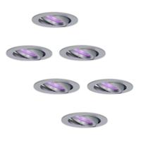 Set van 6 Jose smart inbouwspots - Wifi + Bluetooth - RGBWW - GU10 - Kantelbaar - Google Home, Amazon Alexa en Siri - IP20 voor binnen - RVS