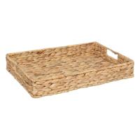 5Five Design dienblad van metaal/riet - 45 x 32 cm - beige - Hoge opstaande rand