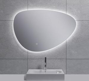 Badkamerspiegel Uovo | 80x55 cm | Driehoekig | Directe LED verlichting | Touch button | Met verwarming