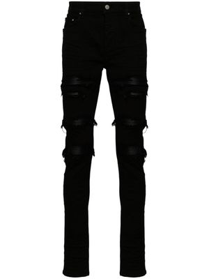 AMIRI jean Leather-Trasher à effet usé - Noir