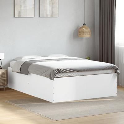 Bedframe LED massief hout wit 120x200 cm