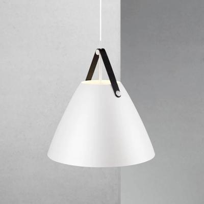 Hanglamp &apos;Strap 48&apos; wit groot E27 fitting metaal leer 480mm DFTP