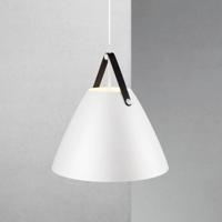Hanglamp &apos;Strap 48&apos; wit groot E27 fitting metaal leer 480mm DFTP