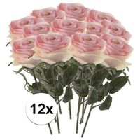 12x Licht roze rozen Simone kunstbloemen 45 cm - thumbnail