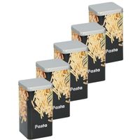 5x Metalen pasta/macaroni voorraadblikken/voorraadbussen 2000 ml