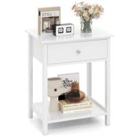 Nachtkastje met Lade en Open Rek Bijzettafel Nachtkast Nachtconsole Wit