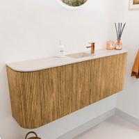 Toiletmeubel Mondiaz Joya Dlux | 113.2 cm | Meubelkleur Oak | Faye wastafel Meli Wasbak Midden | 1 kraangat