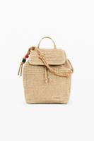 Kleine raffia rugzak met charms - WHITE - U