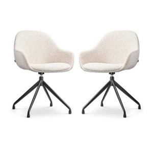 Nolon Nola-Mae Draaibare Eetkamerstoelen Bouclé Beige - Zwart - 2x