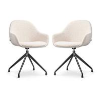 Nolon Nola-Mae Draaibare Eetkamerstoelen Bouclé Beige - Zwart - 2x