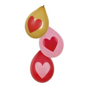 Love hartjes ballonnen rood, roze, goud 6x stuks   -