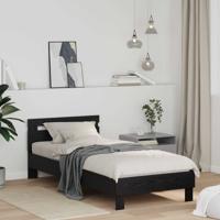 Bedframe met hoofdeinde Zwart Eiken 75 x 190 cm Bewerkt hout