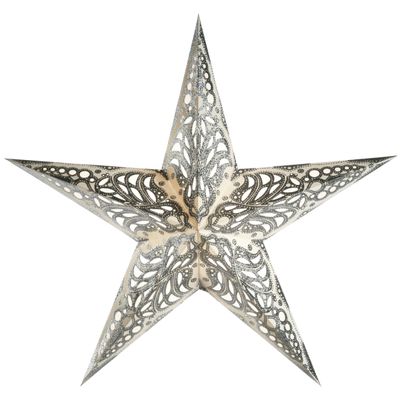 Kerstversiering decoratie kerststerren wit/zilver 60 cm