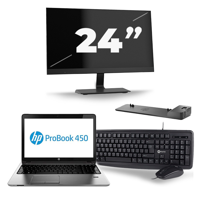 HP ProBook 450 G2 - Intel Core i3-4e Generatie - 15 inch - 8GB RAM - 256GB SSD - Windows 11 + 1x 24 inch Monitor