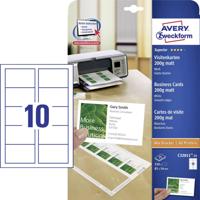 Avery-Zweckform C32011-25 Bedrukbare visitekaarten, gladde kant 85 x 54 mm Wit 250 stuk(s) Papierformaat: DIN A4 Avery-Zweckform C32011-25 Bedrukbare visitekaarten, gladde kant 85 x 54 mm Wit 250 stuk(s) Papierformaat: DIN A4