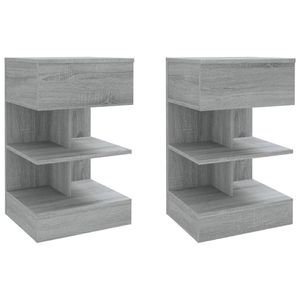 vidaXL Nachtkastjes 2 st 40x35x65 cm bewerkt hout grijs sonoma eiken