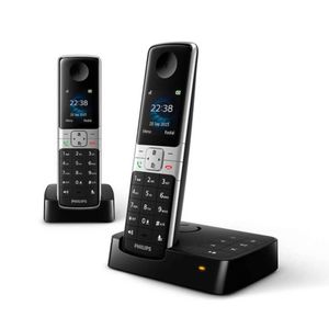 Philips Draadloze Telefoon D2752B/12 - DECT - 2 Handsets - Huistelefoon - Vaste Lijn - Nummerherkenning - Zwart