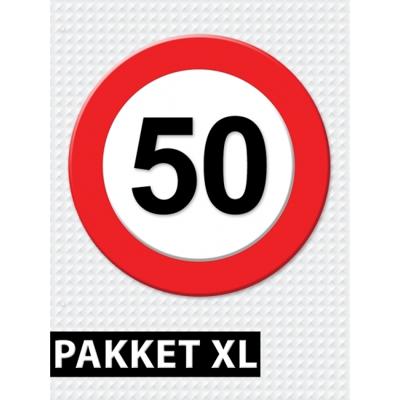Feestartikelen pakket XL - 50 jaar - Verkeersbord - 50e verjaardag/jubileum versiering