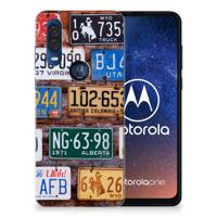 Motorola One Vision | Siliconen hoesje | met foto Kentekenplaten