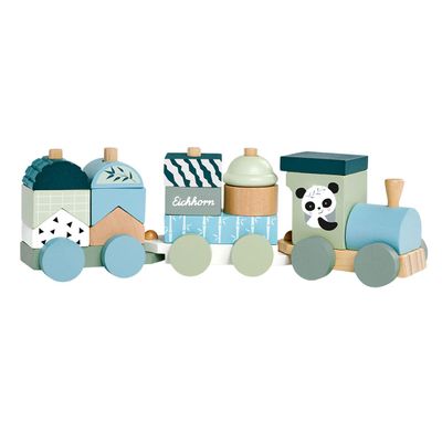 Eichhorn houten blokkentrein panda, 16dlg.