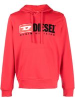 Diesel hoodie en coton mélangé à patch logo - Rouge - thumbnail