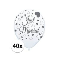 40x Just Married ballonnen 30 cm bruiloft versiering - thumbnail