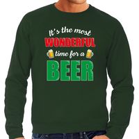 Grote maten wonderful beer fout Kerst bier sweater / trui groen voor heren - thumbnail