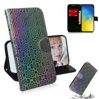 Voor Galaxy S10e effen kleur kleurrijke magnetische Buckle horizontale Flip PU lederen draagtas met houder & kaartsleuven & portemonnee & Lanyard (zil