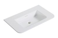 Wastafel Wiesbaden Laro 80x48x1,5 cm Zonder Kraangat Ronde Hoeken Solid Surface Mat Wit