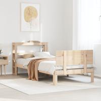 Bedframe met hoofdbord massief grenenhout 75x190 cm