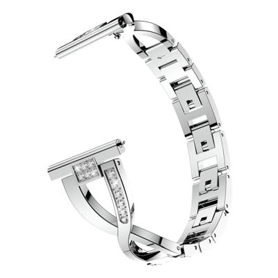 X-vormige diamant-bezaaid massief roestvrijstalen polsband horlogeband voor Samsung Gear S3 (zilver)