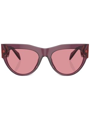 Versace Eyewear lunettes de soleil rondes à plaque logo - Violet