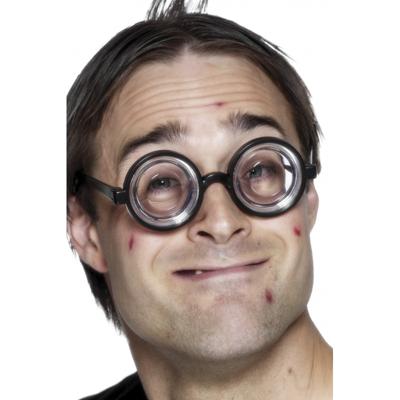 Nerdy verkleed bril met jampot glazen - 2x stuks - nerd/proffessor brilletje - voor volwassenen