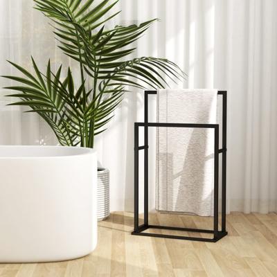 VidaXL Handdoekenrek vrijstaand 48x24x78,5 cm ijzer zwart