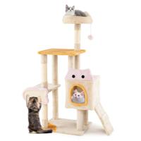 Charmante Kattenkrabpaal met Meerdere Niveaus Zachte Zitjes en Knusse Kattenmandjes