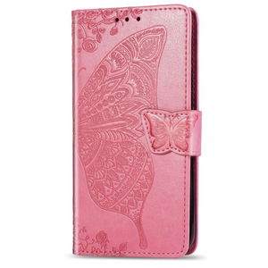 iPhone 15 Pro hoesje - Bookcase - Pasjeshouder - Portemonnee - Vlinderpatroon - Kunstleer - Roze