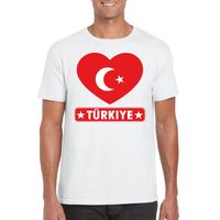 Turkije hart vlag t-shirt wit heren