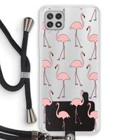 Anything Flamingoes: Samsung Galaxy A22 4G Transparant Hoesje met koord
