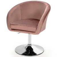 Fluwelen Draaibare Stoel Slaapkamer Stoel met in Hoogte Verstelbare Ronde Rugleuning Moderne Bureaustoel Make-Up Stoel Roze/Grijs/Groen