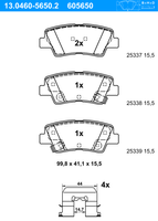 Remblokkenset, schijfrem ATE, u.a. fÃ¼r Hyundai, KIA, Ssangyong