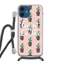 Cactus quote: iPhone 12 Transparant Hoesje met koord
