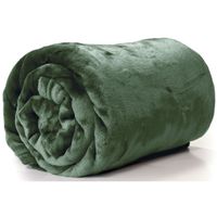 Enzo Fleece deken/plaid 130 x 180 cm - pesto groen