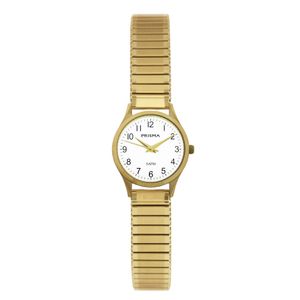 Prisma P.1153 Horloge rekband staal goudkleurig-wit 21 mm