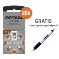 Voordeelpak Rayovac gehoorapparaat batterijen - Type 312 (bruin) - 20 x 8 stuks + gratis magnetische batterijpen
