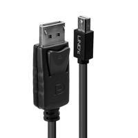 LINDY 41647 DisplayPort-kabel Mini-displayport / DisplayPort Adapterkabel Mini DisplayPort-stekker, DisplayPort-stekker 3.00 m Zwart UL gecertificeerd,