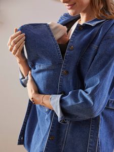 Denim meegroeijasje voor tijdens en na de zwangerschap denim